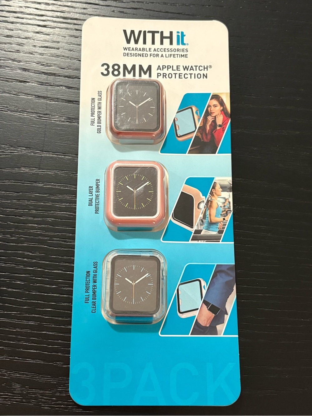 38mm Apple Watch Protection Case — 3-Pack Rose Gold/Gold/Clear